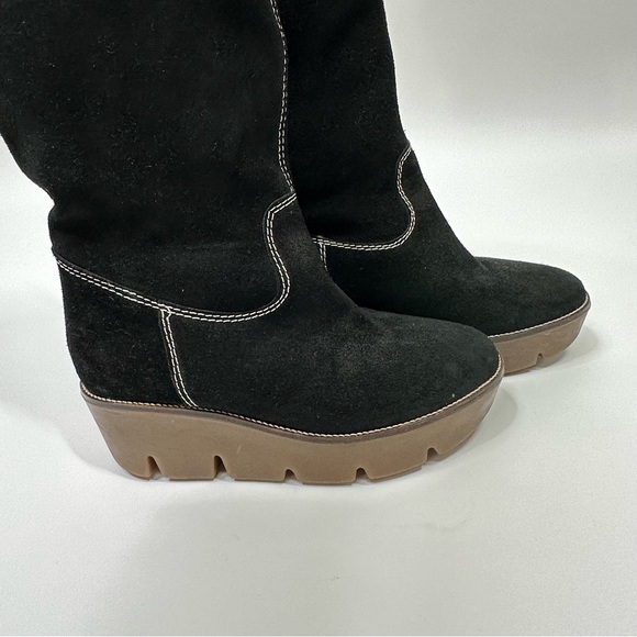 Kors Michael Kors Suede Platform Wedge Boots Black Size 6 - Picture 4 of 16